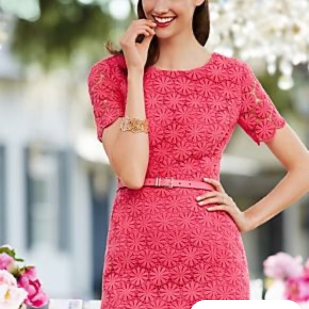 Talbots petites heavy eyelet floral sheath dress. Worn 2x. Excellent shape